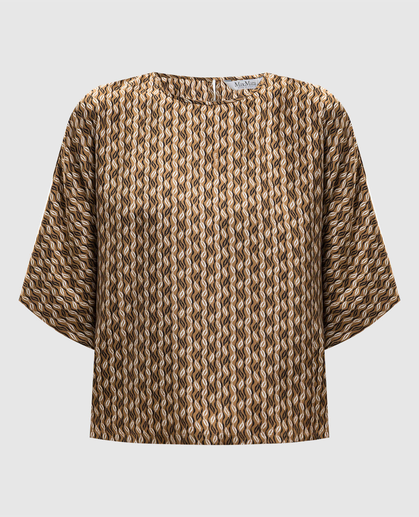 Коричневая блуза NORDICA из шелка в принт