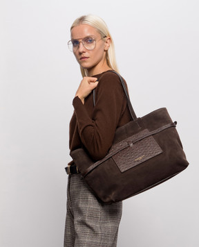 Gianni Chiarini Замшевая коричневая сумка-тоут Belty BS12696CMSTEMU