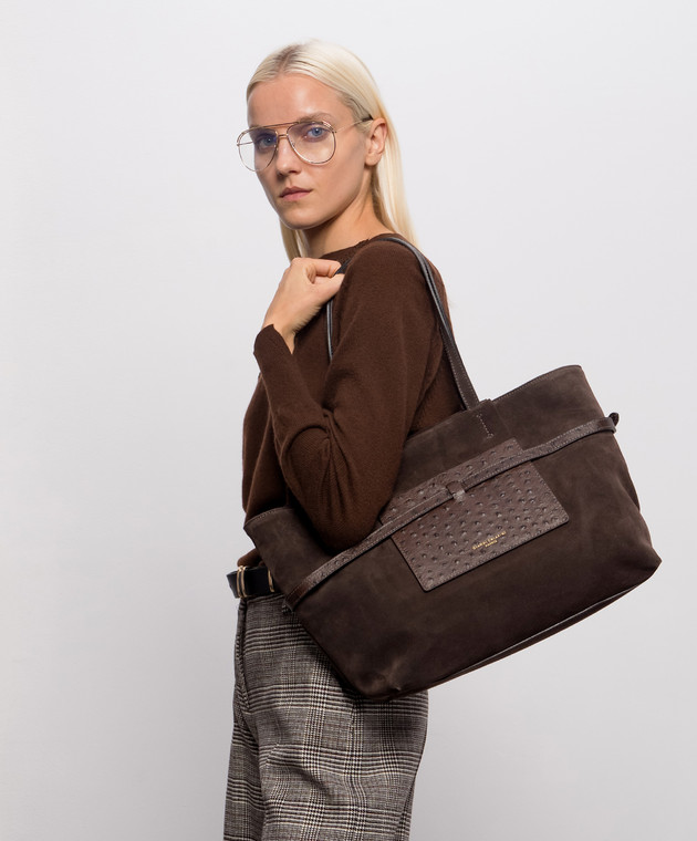 Gianni Chiarini Замшевая коричневая сумка-тоут Belty BS12696CMSTEMU изображение 2