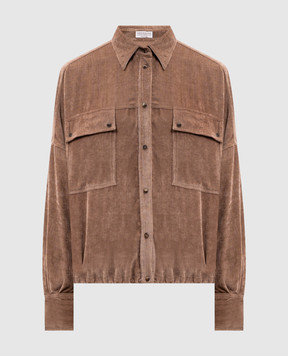 Brunello Cucinelli Коричневая вельветовая куртка в стиле рубашки MP547M1V06