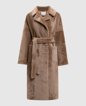 Babe Pay Pls Бежева двобортна дублянка з поясом 2534LACUN