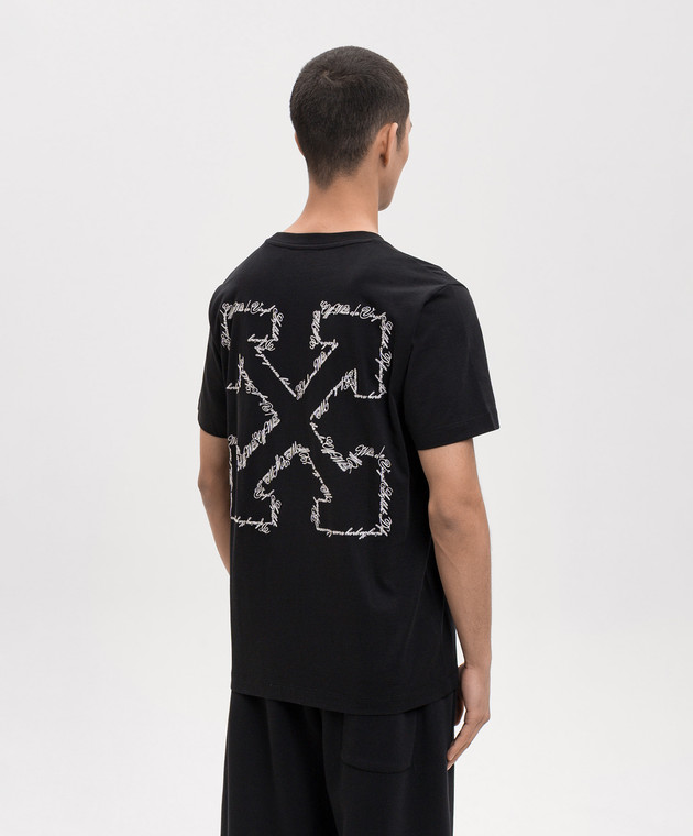 Off-White Чорна футболка з вишивкою Script Arrow 44MAA027S26J002 зображення 4