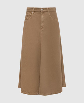 Brunello Cucinelli Коричнева джинсова спідниця з льоном ML996G4009