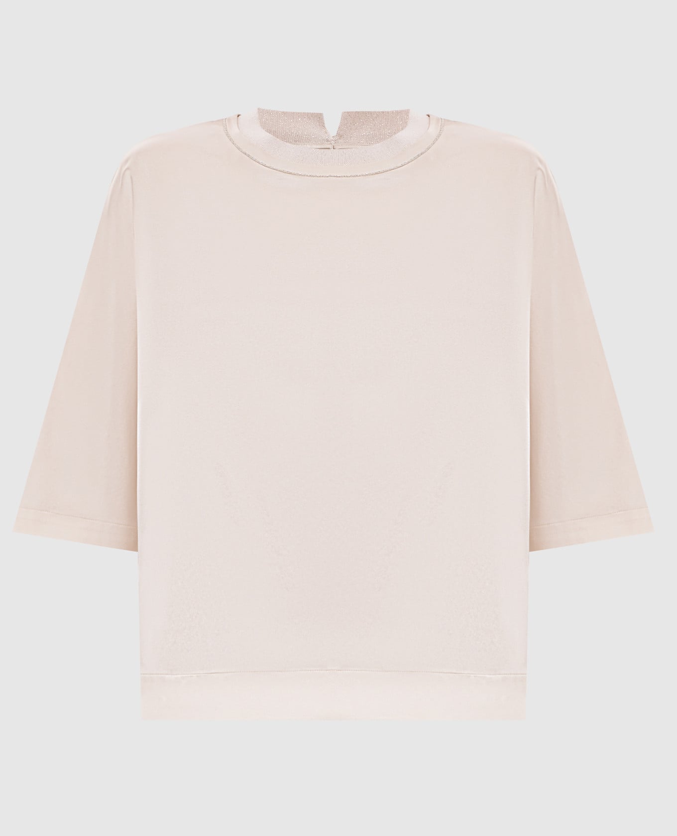 Бежевая блуза из шелка с цепочкой