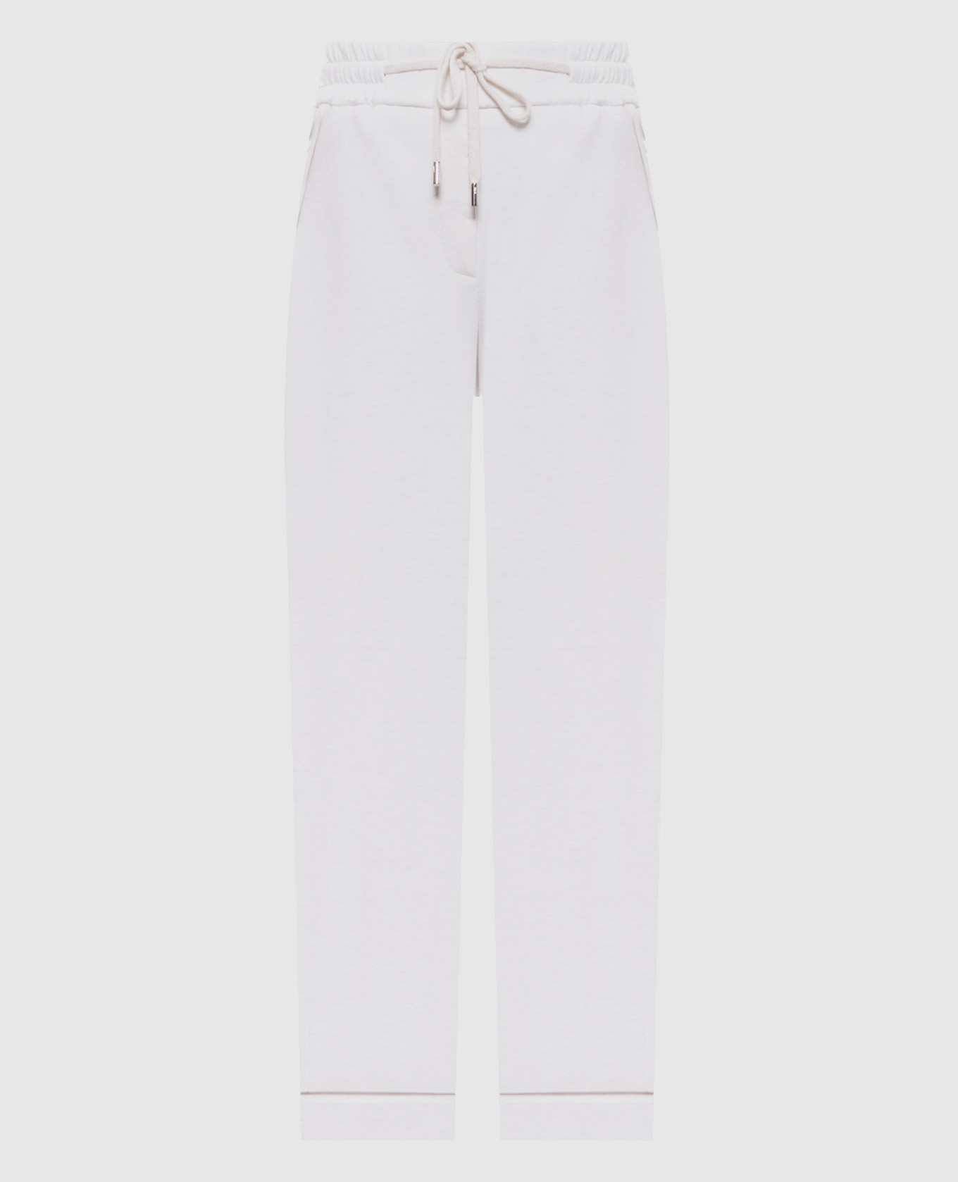 Белые меланжевые спортивные штаны с отворотами