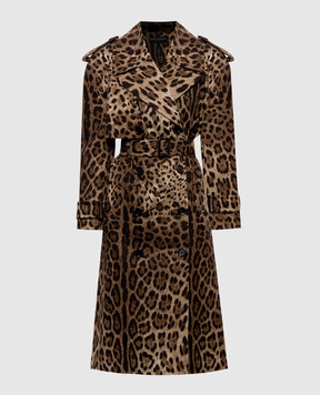 Dolce&Gabbana Коричневий тренч в леопардовий принт F0Y11TFSFN4