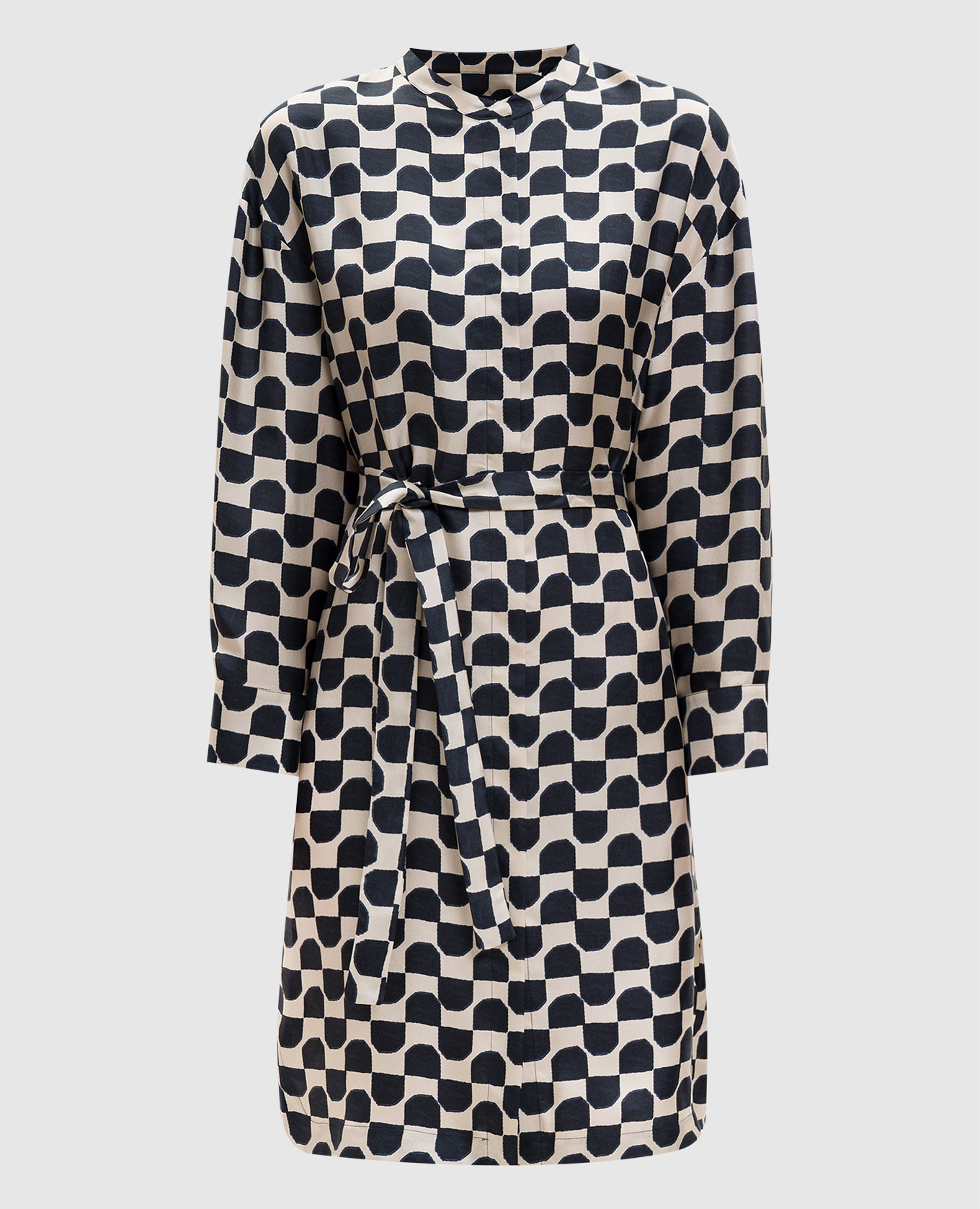 

Бежевое платье PINZA из шелка в принт, Бежевый, Повседневные платья