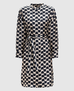 Max Mara Бежевое платье PINZA из шелка в принт SMMPINZA