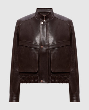 Babe Pay Pls Коричневая кожаная укороченная куртка 2508LUKAS