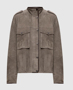 Brunello Cucinelli Замшевая куртка цвета хаки MPCAI7787