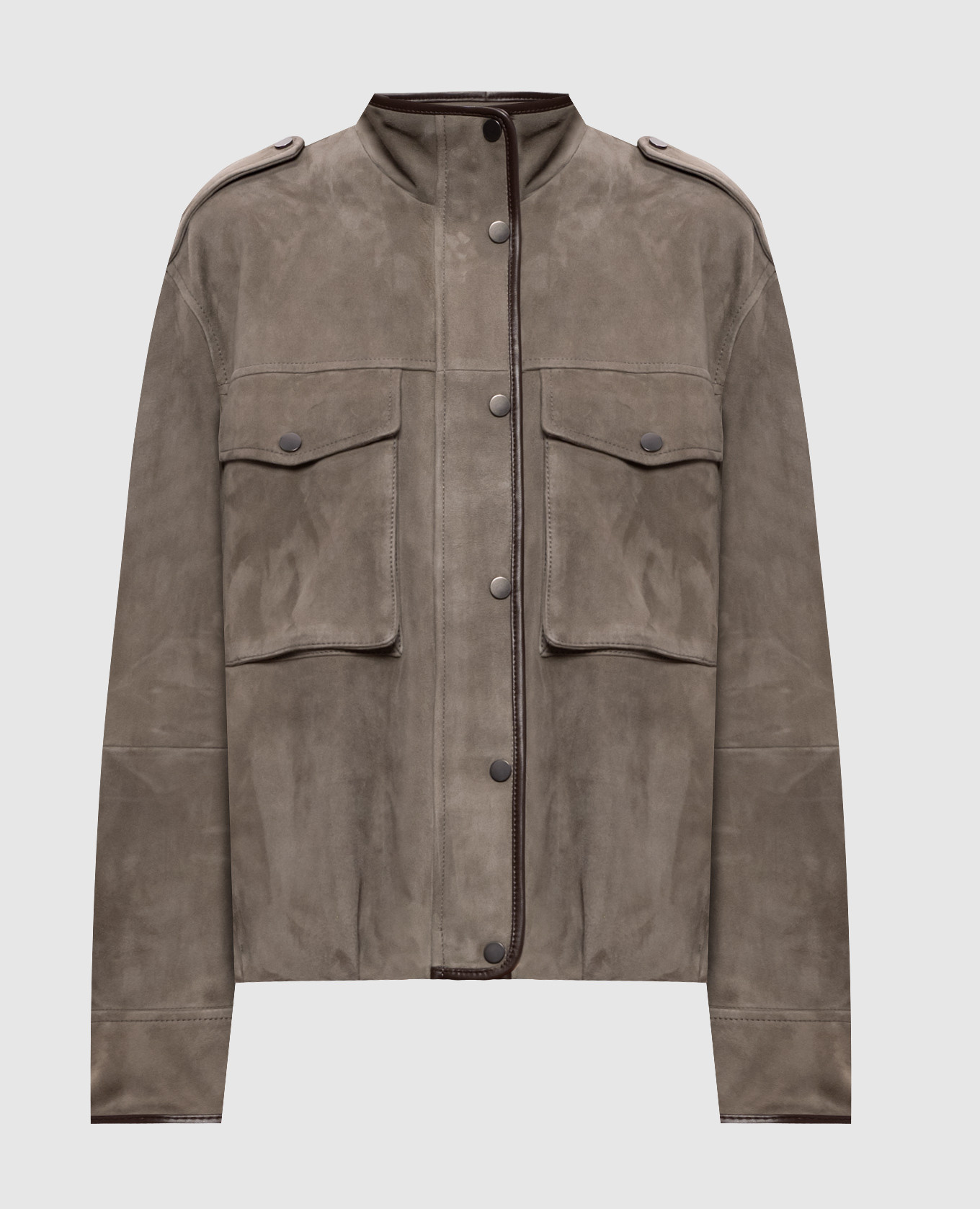 Замшевая куртка цвета хаки