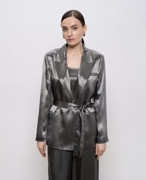 Peserico Зеленый двубортный жакет с поясом E01220A01514