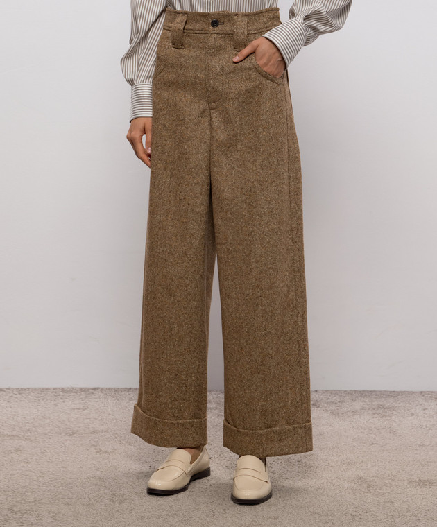 Brunello Cucinelli Коричневые брюки с шерстью MD002P9353 изображение 3