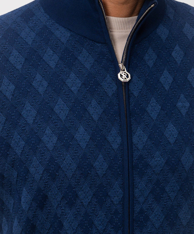 Stefano Ricci Синій кардиган із шовком у візерунок K414017R30F26268 зображення 5