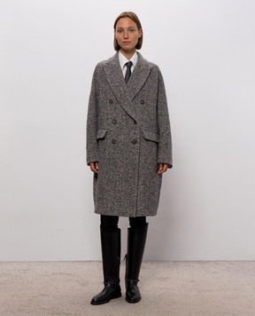 Brunello Cucinelli Серое двубортное пальто с шерстью MG5709954