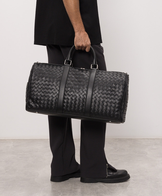 Bottega Veneta Черная кожаная дорожная сумка с плетением Intrecciato 795287V2HL1 изображение 2