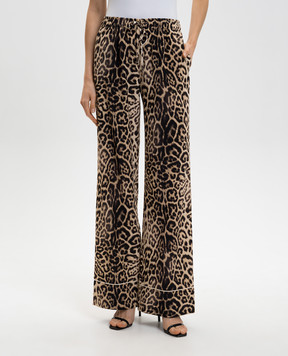 Ermanno Scervino Бежеві штани із шовку в анімалістичний принт D482P350YLI