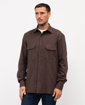 Stefano Ricci Коричнева сорочка з кишенями MC007953BN3029