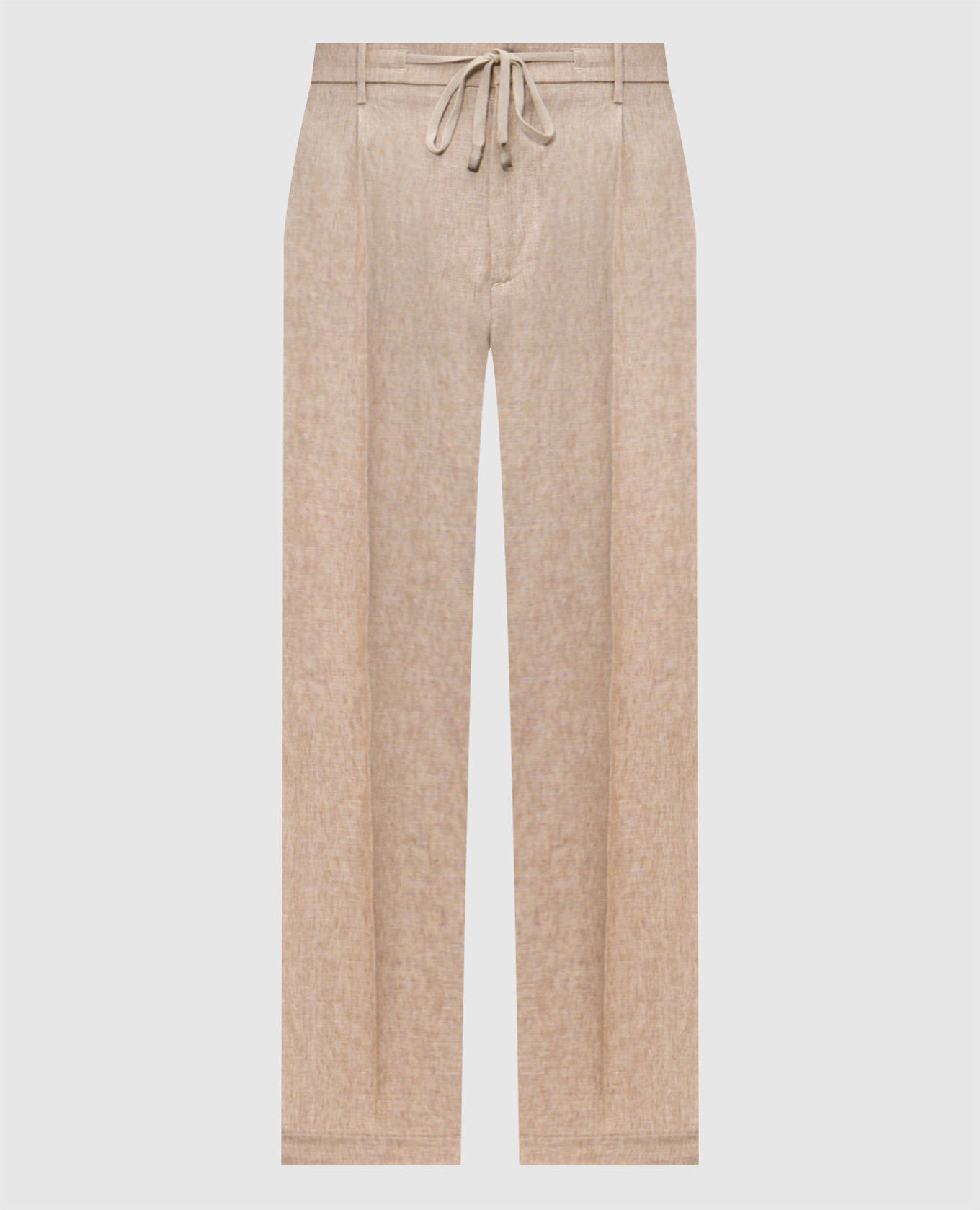 

Бежевые брюки из льна, Бежевый, Зауженные брюки