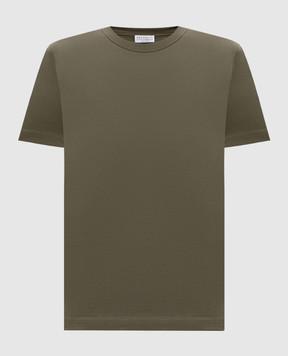 Brunello Cucinelli Зелена футболка з ланцюжком моніль M0T81BI100