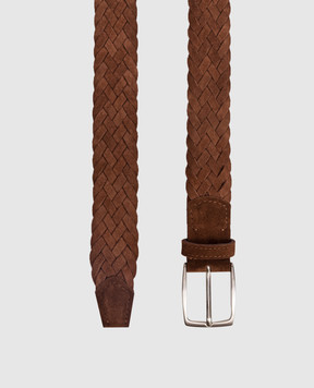ISAIA Замшевий плетений ремінь коричневого кольору FB0047PLF40