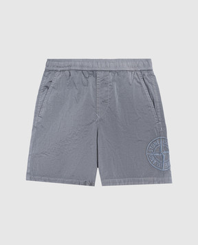 Stone Island Детские синие шорты с вышивкой эмблемы L1S16B100001S004368