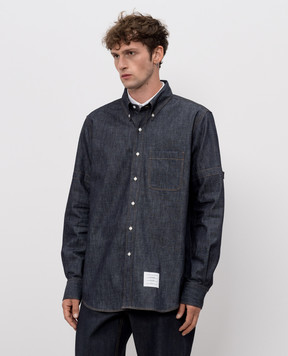 Thom Browne Синяя джинсовая рубашка с нашивкой MWL435SF1105
