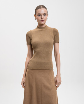 Max Mara Коричневый топ SPEZIE в рубчик с люрексом SPEZIE