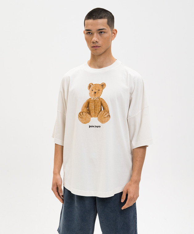 Palm Angels Футболка цвета айвори Bear PMAA10BS26JER004 изображение 3