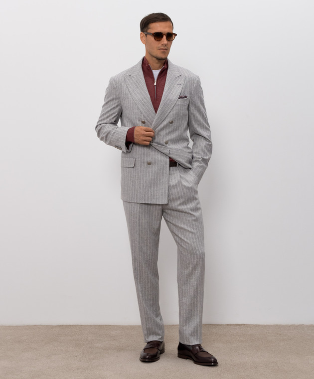 Brunello Cucinelli Бордовий джемпер з кашеміру, шовку та льону MSY00124 зображення 2
