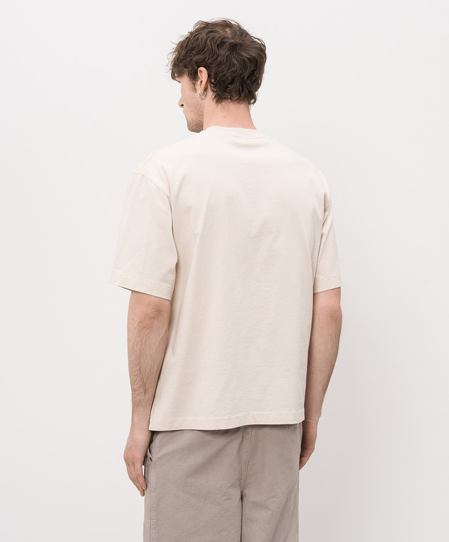 Off-White Бежевая футболка с принтом логотипа 44MAA120S26J007 изображение 4