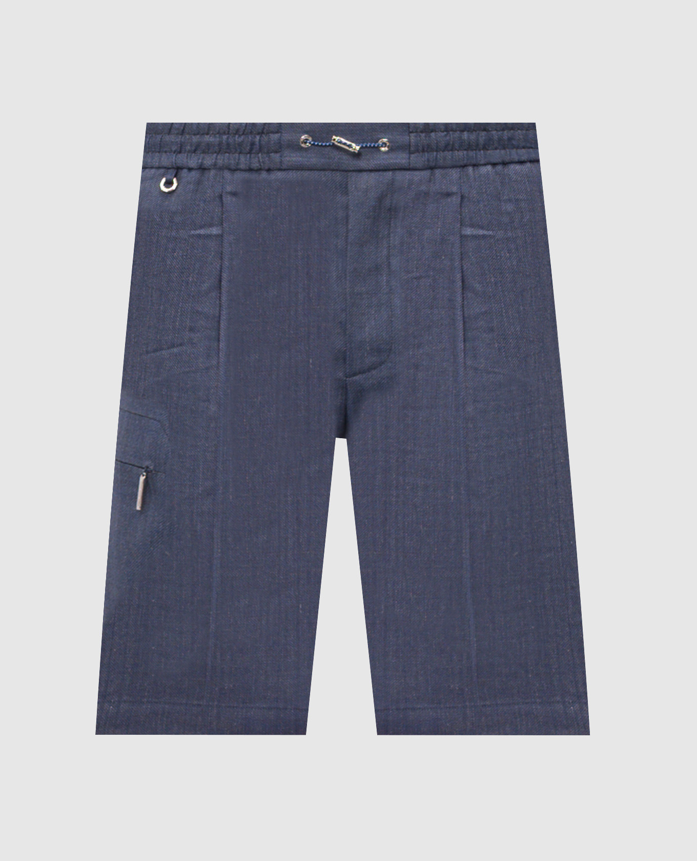 Синие шорты из льна и шерсти