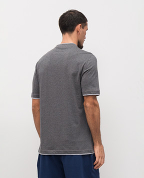 Brunello Cucinelli Серая футболка с вышивкой эмблемы M0B137451G