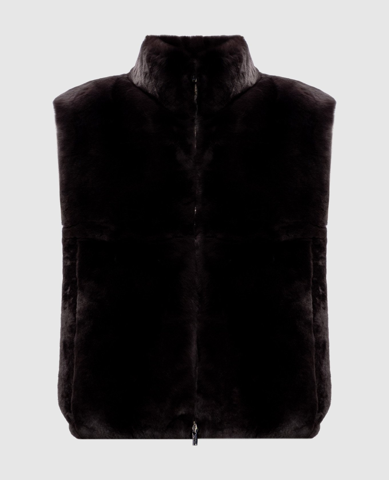 Коричневый комбинированный жилет