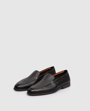 Santoni Черные кожаные лоферы с тиснением логотипа MGAR18829SMOSEPR
