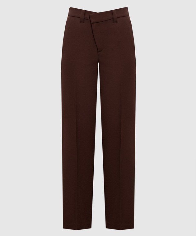Brunello Cucinelli Коричневые брюки из шерсти с цепочкой мониль MP553P9294