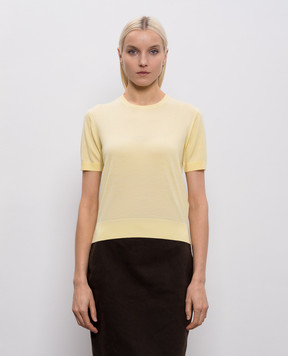 Saint Laurent Желтая футболка из шерсти, кашемира и шелка 858704YAPK2