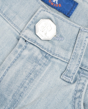 Stefano Ricci Детские голубые джинсы с патчем логотипа YST6103030T0217