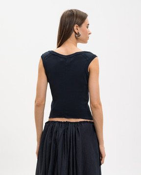 Marc Le Bihan Синяя майка в рубчик 2841