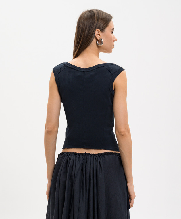 Marc Le Bihan Синяя майка в рубчик 2841 изображение 3