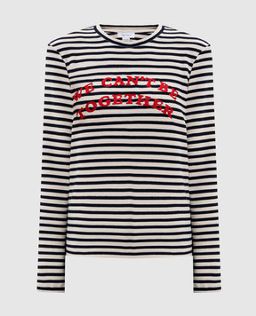 Alexander McQueen Белый джемпер в полоску с вышивкой надписи 857886QLAFI