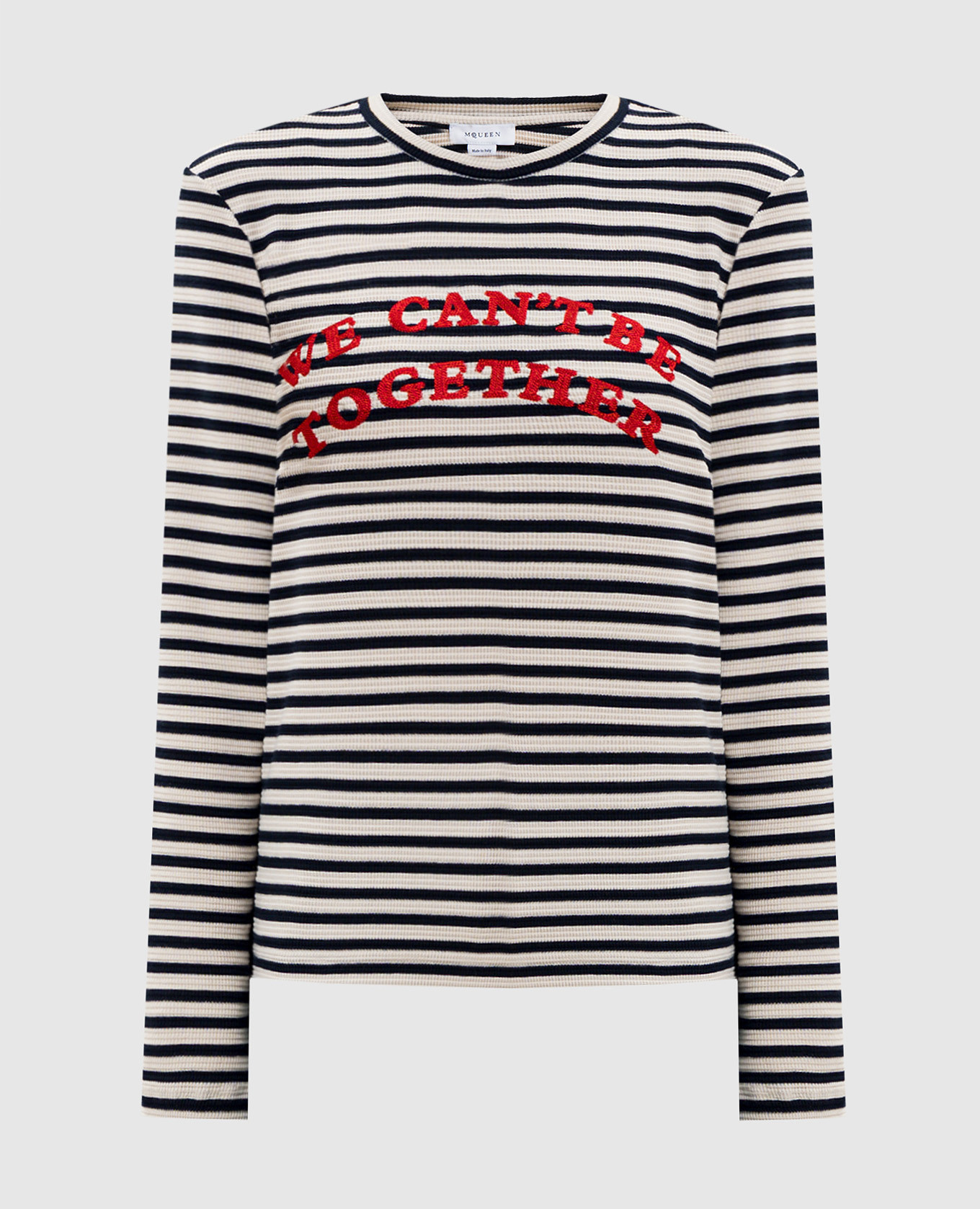 

Белый джемпер в полоску с вышивкой надписи, Джемпера