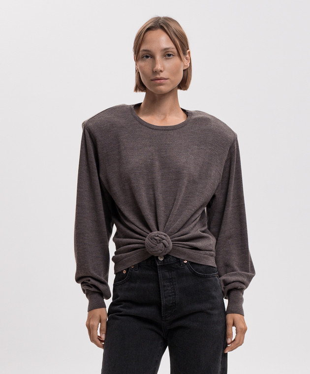 Magda Butrym Коричневий джемпер з вовни з драпіруванням KNITWEAR31LONGSL348726 зображення 3