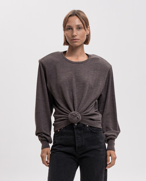 Magda Butrym Коричневий джемпер з вовни з драпіруванням KNITWEAR31LONGSL348726