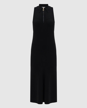 Victoria Beckham Чорна сукня міді Mira в рубчик 1226KDR007282A