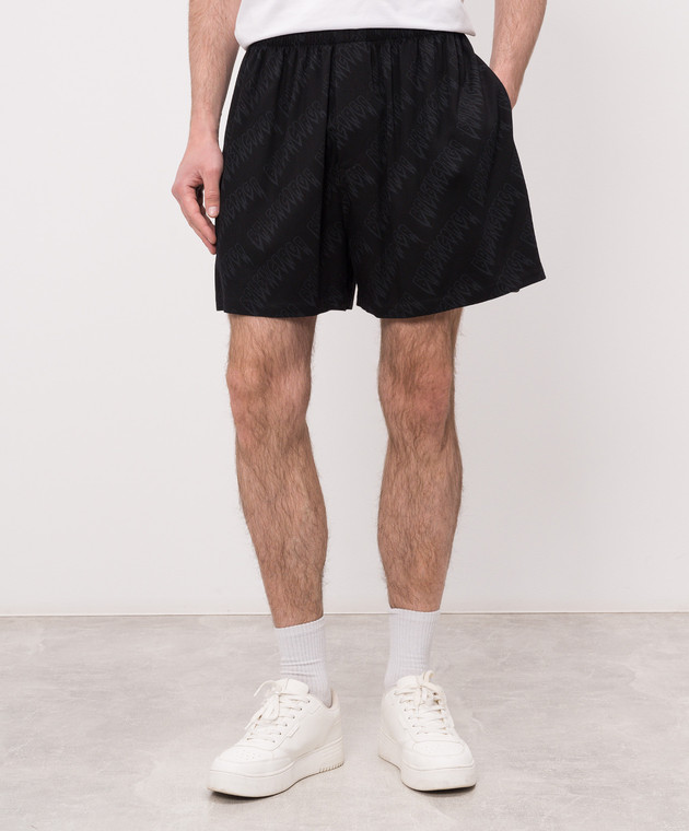 Balenciaga Чорні шорти в принт логотипа 871411TUL02 зображення 2