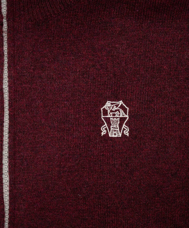 Brunello Cucinelli Детский бордовый кардиган из кашемира B22M10026B изображение 3
