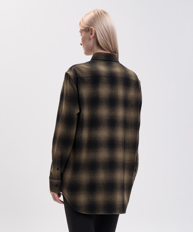 Balenciaga Зеленая рубашка с шерстью в клеточку 872124TVT04 изображение 4