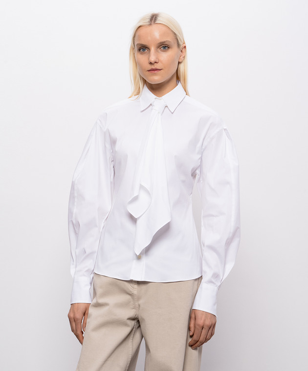 Brunello Cucinelli Белая рубашка с цепочкой мониль MP091M3A46 изображение 3