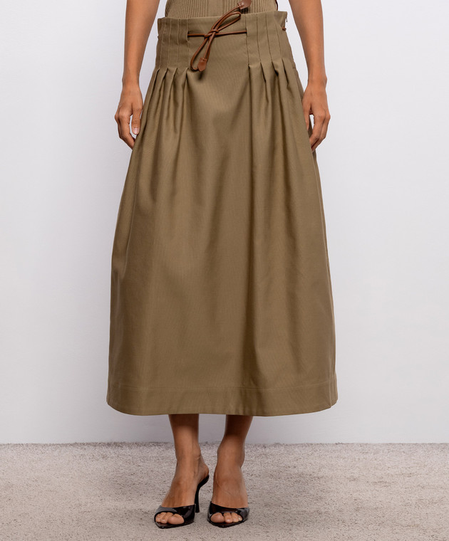 Max Mara Юбка TEMPIO цвета хаки с поясом MXMTEMPIO изображение 3